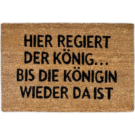 Fußmatte Kokos KÖNIGIN 40 x 60 cm Kokosmatte mit rutschfester PVC Unterlage Fußabtreter aus Kokosfaser als Schmutzfangmatte und Sauberlaufmatte Fußabstreifer für Außen und Innen Matte, braun (1/5)