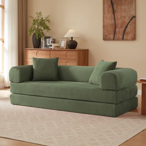 Schlafsofa 1-Sitzer in Grün, mit Komfortschaum und modularem Design,195x89x59 cm (1/5)