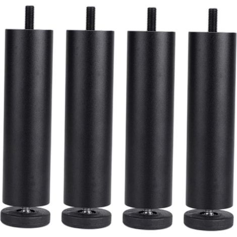 Lot de 4 pieds de meubles en alliage d'aluminium à monter soi-même (canapé, table, armoire, support TV), diamètre : 38 mm - Noir, 25 cm (1/5)