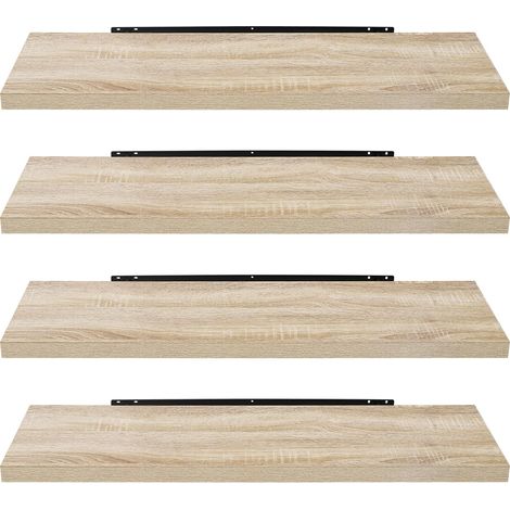 4 pièces Étagère Murale étagères suspendues en Bois,100x22,9x3,8cm Sonoma Chêne (1/5)