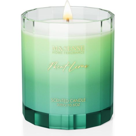 Duftkerze Glas Sojawachs 300g 60h Geschenk Frauen Minze Limette (1/5)