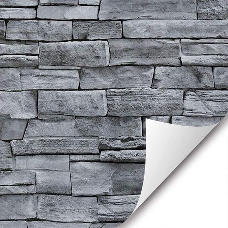 Papier peint autocollant effet pierre, 45 cm de large x 600 cm de long, facile à retirer. (1/3)