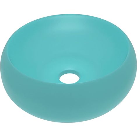Lavabo rotondo di lusso 40x15 cm in ceramica verde chiaro opaco