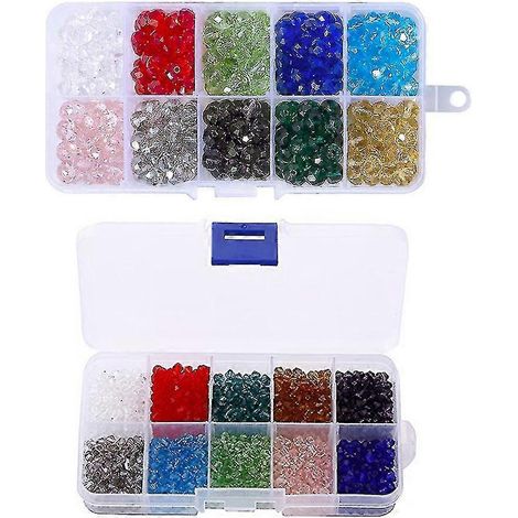 Perles de cristal biconiques à facettes de 4 mm (1000 pièces) avec boîte de rangement (1/5)