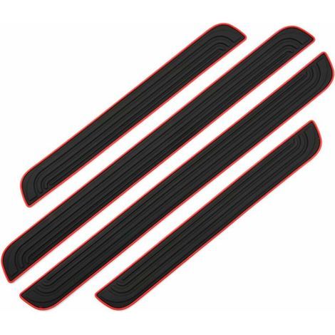 BUNTHAUS 4-teiliges Set Einstiegsleisten, Schwellenschutzleisten, Autoaufkleber, Klebefolie zum Schutz der Einstiegsleiste, Einstiegsleistenschutzplatte aus weichem PVC-Gummi (Schwarz)