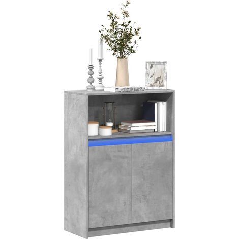 Sideboard mit LED Betongrau 72x34x100 cm Holzwerkstoff