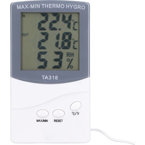 Digitales Innen- und Außenthermometer, 25 % bis 98 % relative Luftfeuchtigkeit, -50 bis 70 °C, mit Sonde, großem Display, Temperatur- und Feuchtigkeitsmesser (1/5)