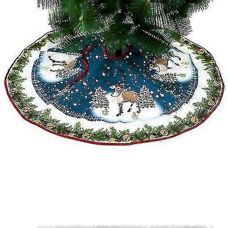 Lot de 2 jupes de sapin décoratives en tissu à motifs de Noël, dimensions : 90 x 90 cm (1/4)