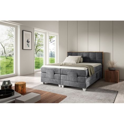 Boxspringbett Elektrisch Bett HENRY 160x200cm in Stoff Fresh Grau (1/2)