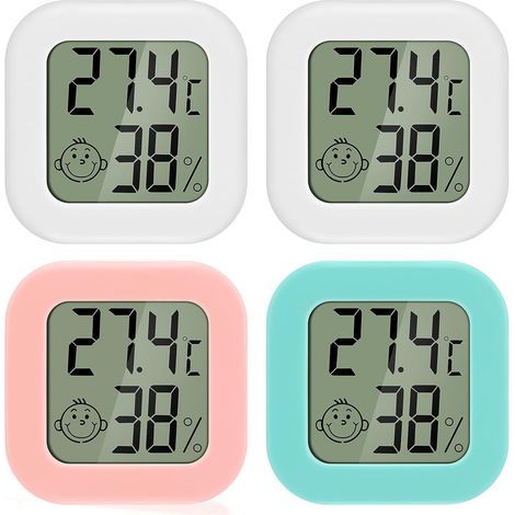 CCYKXA Mini LCD Digital Indoor Thermometer Hygrometer 4pcs Thermo Hygrometer Comfort Level Indicator High Precision Portable for Living Room Warehouse Baby Room Locker Room