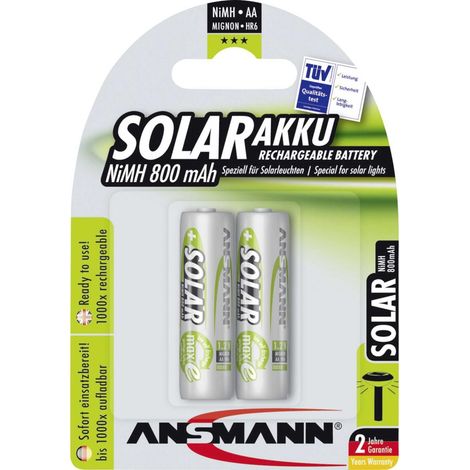 ANSMANN Solar - Batterie 2 x AA-Typ - NiMH - (wiederaufladbar) - 800 mAh