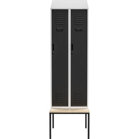Casier vestiaire avec banc et auvent KACPER II PRO, 600 x 2295 x 850 mm, gris anthracite (1/5)