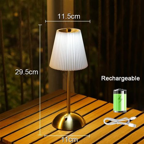 (Blanc) Petite lampe de table plissée, lampe de chevet rechargeable par USB, lampe de bureau sans fil (1/5)