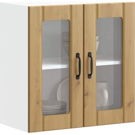 Küchen-Hängeschrank mit Glastür Lucca Artisan-Eiche Holzwerkstoff