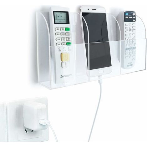 TV Remote Control Holder Acrylic Wall Mount Media Storage Organizer Clear Remote Holder Box, 3 Cases (1/4)