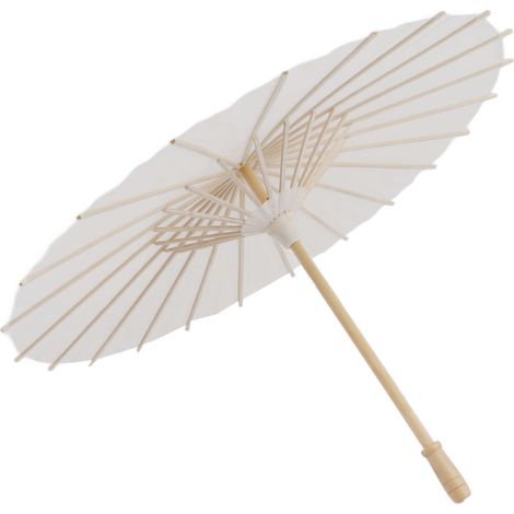 Parasol en Papier DIY Style Chinois 40cm - Décoration Élégante Blanche en Bambou et Papier (1/5)