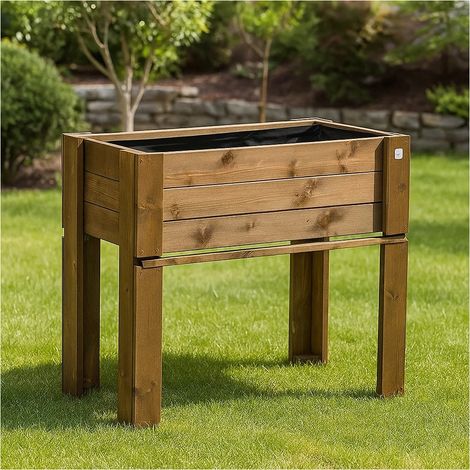 Giardiniera Fioriera rialzata da esterno in legno GardenBox color castagno 81 x 44 x 80 cm (1/5)
