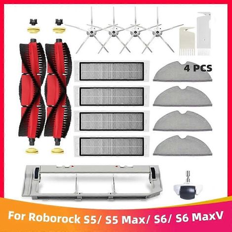 Pièces détachées pour aspirateurs robots Xiaomi Roborock S5 S502-00 S502-02 S5 Max S6 S6 MaxV S6 Pure E4 E5 : brosse principale, filtre HEPA et serpillière.