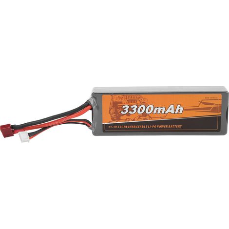 Batterie LiPo 11.1V 3300mAh 35C avec connecteur T Femelle pour voitures RC ZD Racing 1/8 1/10 1/12 (1/5)