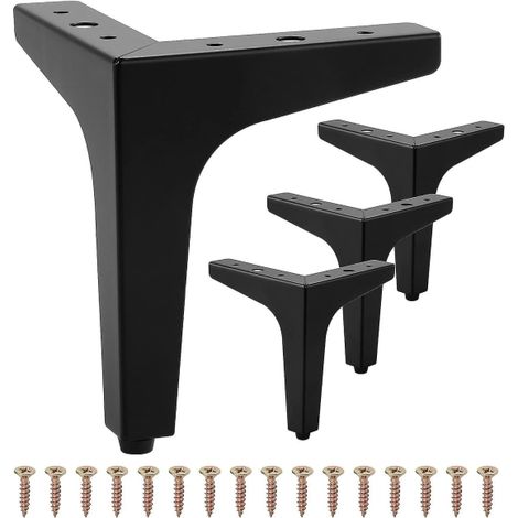 Pieds de meuble triangulaires modernes 10cm, lot de 4, pattes de remplacement pour canapé, DIY, finition noire, robustes et élégants (1/5)