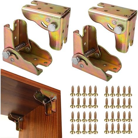 4 Pcs Charnières Pliantes, Charniere Pliante Autobloquante, Charnière Pliante à 90 Degrés, Supports de Pieds de Table Pliables, Charnières de Pieds Pliables Pliants pour Pieds de Table Lit, avec Vis (1/5)