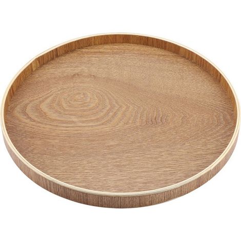 Plateau De Service - Bois Naturel - Pour Thé Fruits Bonbons Décoration Intérieure - Diamètre 30 Cm (1/5)