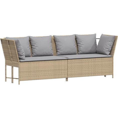 Maison Exclusive - Gartensofa mit Kissen Beige Poly Rattan