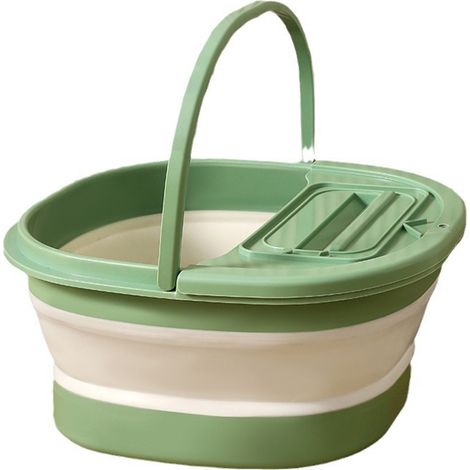 [Bac de Pieds] - Bac à Pieds Relaxant avec Massage pour SPA à Domicile - Design Pliable, Construction Renforcée, 39.5 cm - Blanc Vert (1/5)