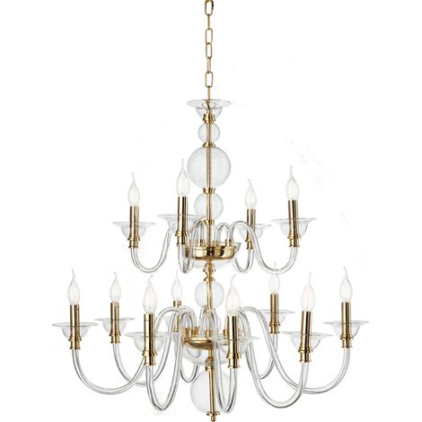 Lampada a sospensione D87 cm TEBE a 12 luci in vetro lavorato a mano ORO (1/3)
