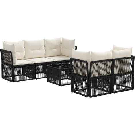 Gartensofa-set 6 stk. Schwarz Poly-Rattan vidaXL (1/5)