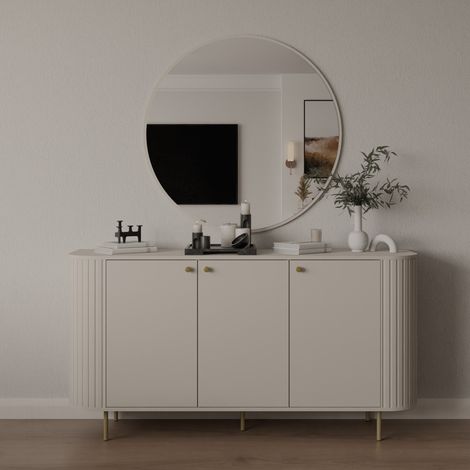Buffet bas design beige bord arrondi 3 portes165cm LILIO (1/5)