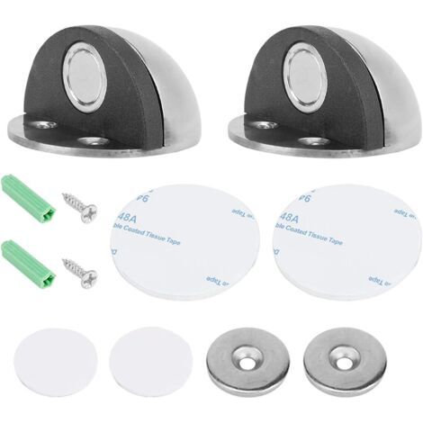 BUNTHAUS 2 butées de porte magnétiques, butée de porte en demi lune avec coussin en caoutchouc, butée de porte en acier inoxydable, peuvent protéger la porte murale contre les dommages (1/5)
