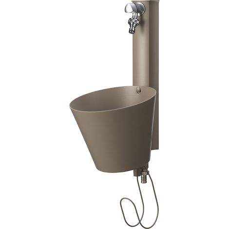Fontana a Parete da Giardino con doppio Rubinetto 49x23x26,6 cm Belfer 42/PRS Tortora