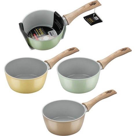 MA MAISON CASSERUOLA IN ALLUMINIO MODELLO WOOD INDUCTION CM 16 CON 1 MANICO ERGONOMICO COLORI ASSORTITI