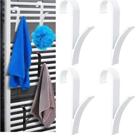 4 Crochets Aluminium Blanc, Porte Serviettes Radiateur, Sèche-Serviettes Cuisine Salle de Bain mununo (1/4)