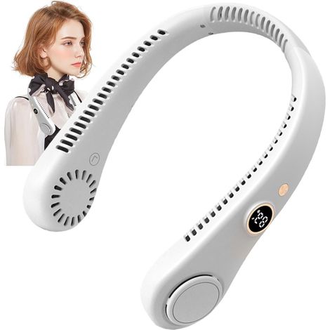 Ventilateur de cou portable rechargeable, petit ventilateur mains libres, rechargeable par USB, 5 vitesses, réglage du flux d'air, ventilateur portable pour voyage en plein air (1/5)