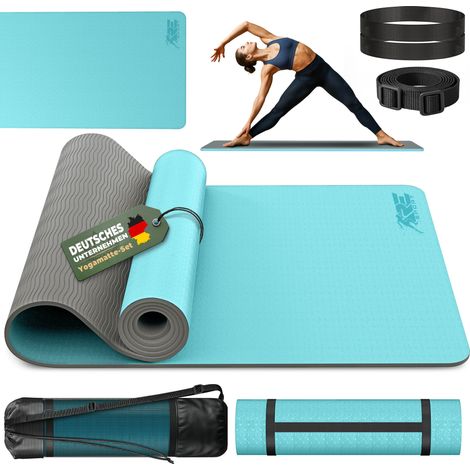 RE:SPORT Yogamatte Hellblau Fitnessmatte Gymnastikmatte Pilates Sportmatte Bodenmatte PHTHALATFREI