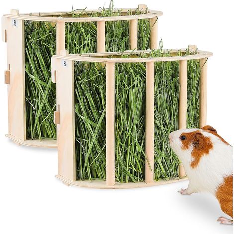 Râtelier À Foin en Bois, Mangeoire pour Lapin Cochon D’Inde Chinchilla Et Petits Animaux (1/5)