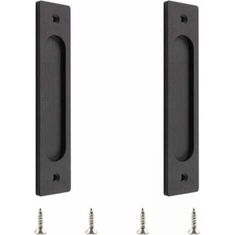 Rectangular sliding door handle with mounting screws for sliding doors (matte black, 2 pieces) (1/4)