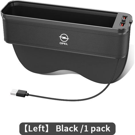 (Pour gaucher noir) Boîte de rangement lumineuse en cuir pour siège auto Opel OPC LINE Astra J H G K Insignia Corsa D B E Mokka Vectra (1/5)