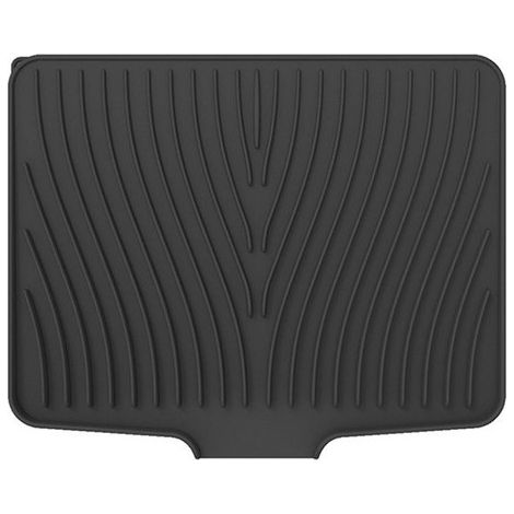 Tapis d'égouttage en silicone - Tapis d'égouttage - Tapis d'égouttage pour plan de travail - Tapis d'égouttage incliné - Tapis de rangement pour plan de travail - Noir - Silicone (1/5)