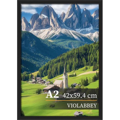 Cadre photo A2 noir - 42 x 59,4 cm - Pour montage mural horizontal ou vertical (1/5)