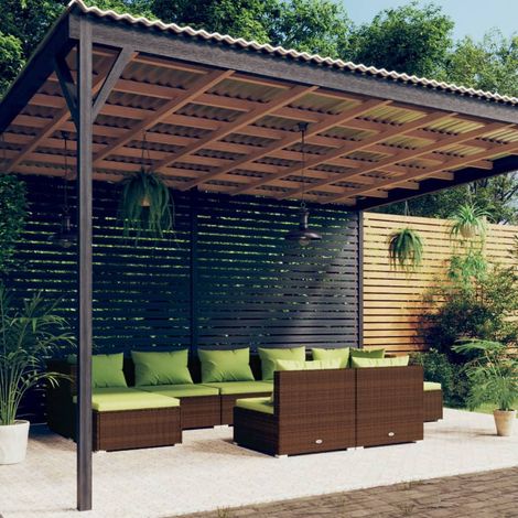 9 PCS Garden Lounge Set con cojín mimbre Pe Brown (1/5)