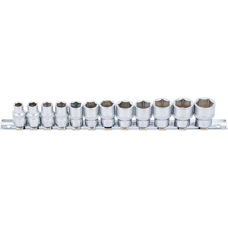 Jeu de Douilles Six Pans 8-19 mm - 12 pcs 3/8\ - Acier Résistant - Polyvalence et Précision, Cliquet 3/8 - D-Work