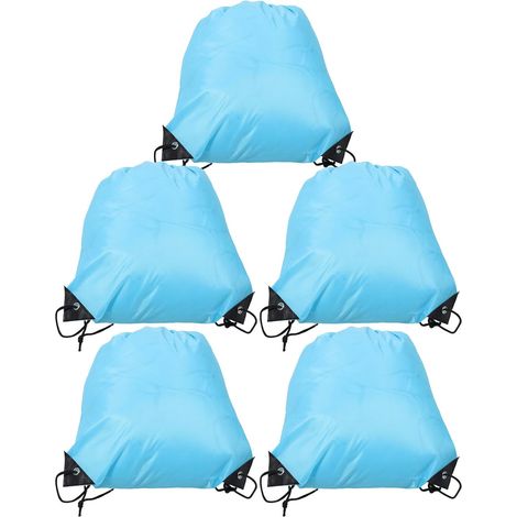 5-Piece Foldable Polyester Drawstring Storage Pack, Blue (1/5)