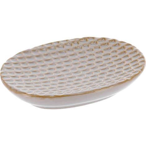 Portasapone in gres laccato tartaruga - beige - Tendance