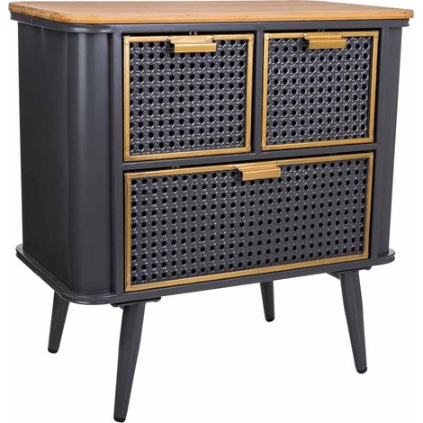 Mesita de metal y madera negro 58x33x60 (1/5)