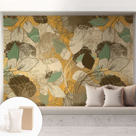 Papier peint intissé décoratif avec colle pour salon chambre et bureau Installation rapide Beauté végétale 208x146 cm (1/5)
