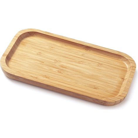 Sollbry Plateau de lavabo en bambou pour organiser et exposer la décoration, plateau de comptoir de salle de bain, 25 x 14 x 2 cm (1/5)