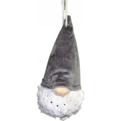Decorazione per albero di Natale, grigio e bianco, gnomo, 12 cm (1/5)